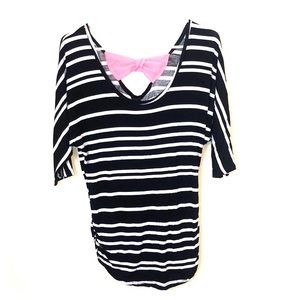 Rue 21 striped pink bow back 3/4 sleeve top M